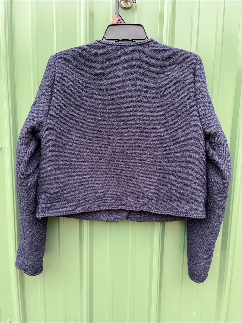 Women's Collarless Nubby Jacket With Long Sleeves Size M - Picture 3 of 8